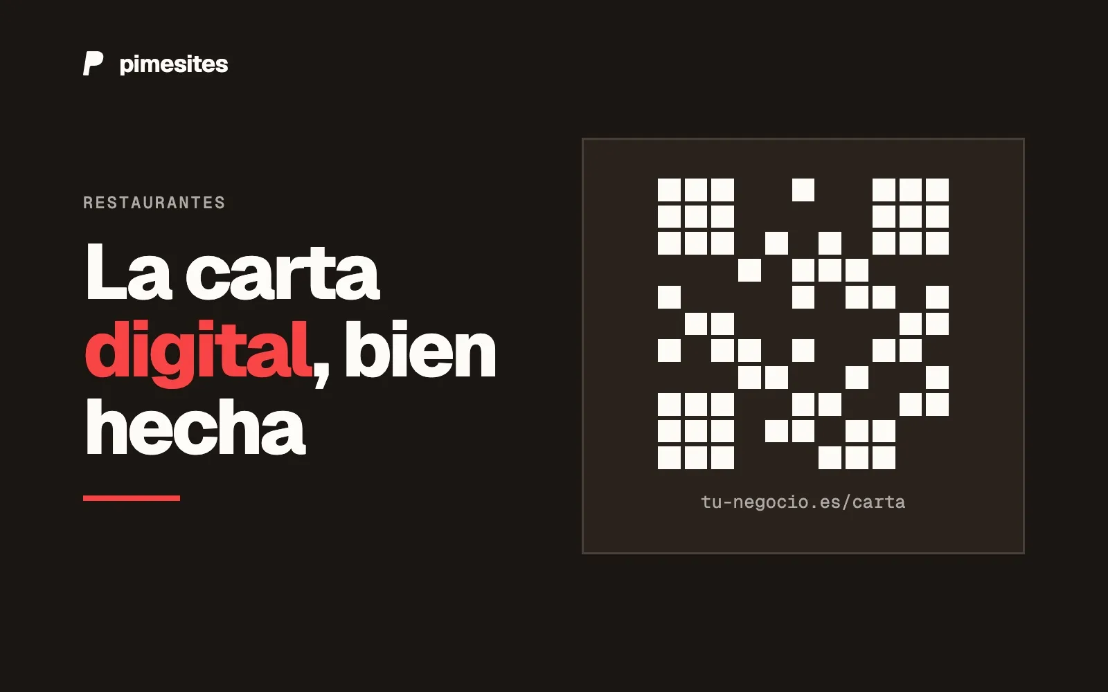 Código QR que lleva a la carta del restaurante en su propio dominio