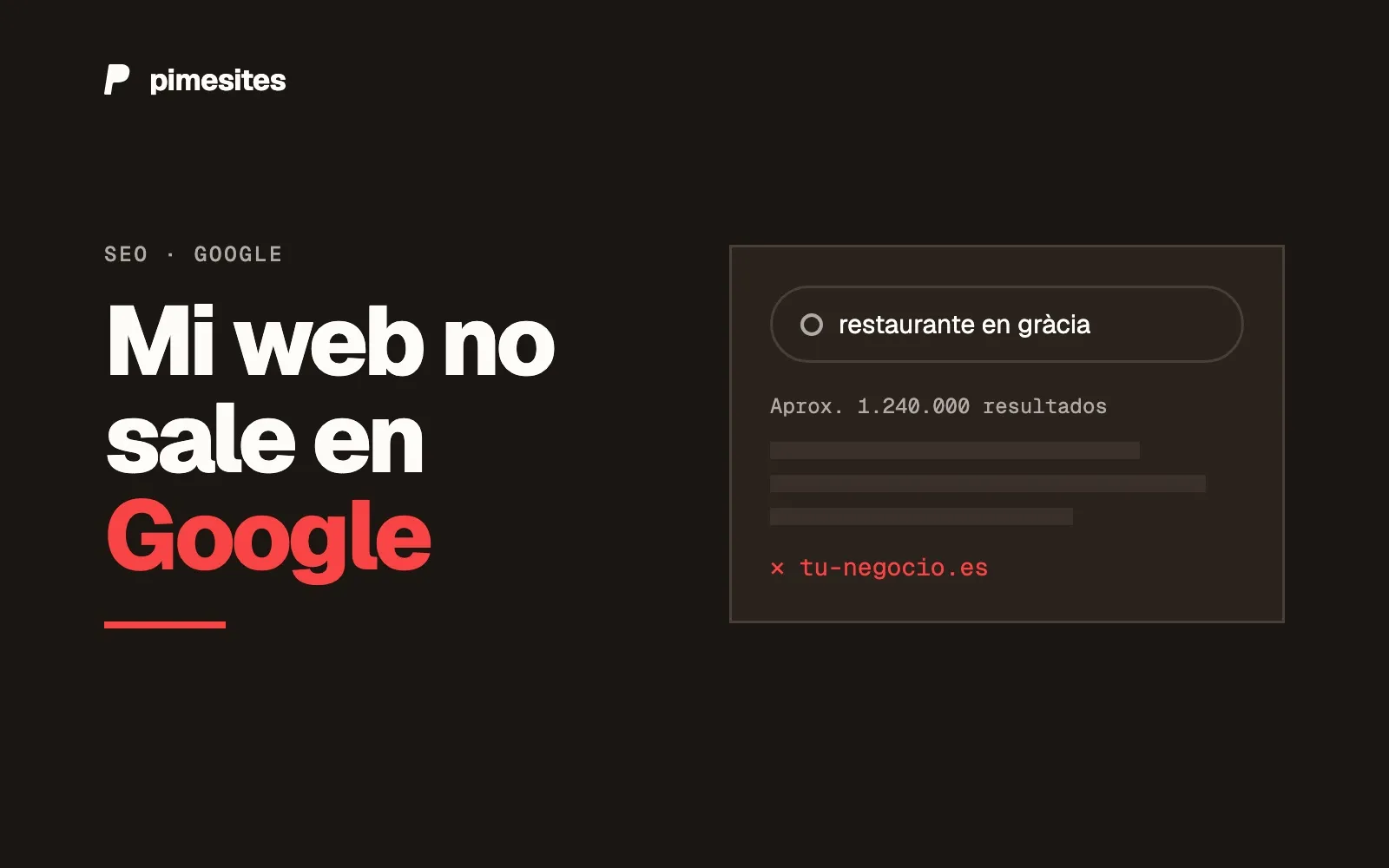 Búsqueda de restaurante en Gràcia con más de un millón de resultados en la que tu web no aparece